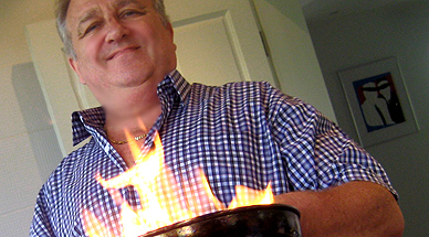 Flaming fajitas for Sunday lunch, July 2008